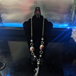 Sliver & Black Necklace Earrings Set